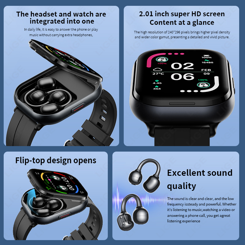 LIGE New Open-back Cip-on Head - Smartwatch Face 评论和价格