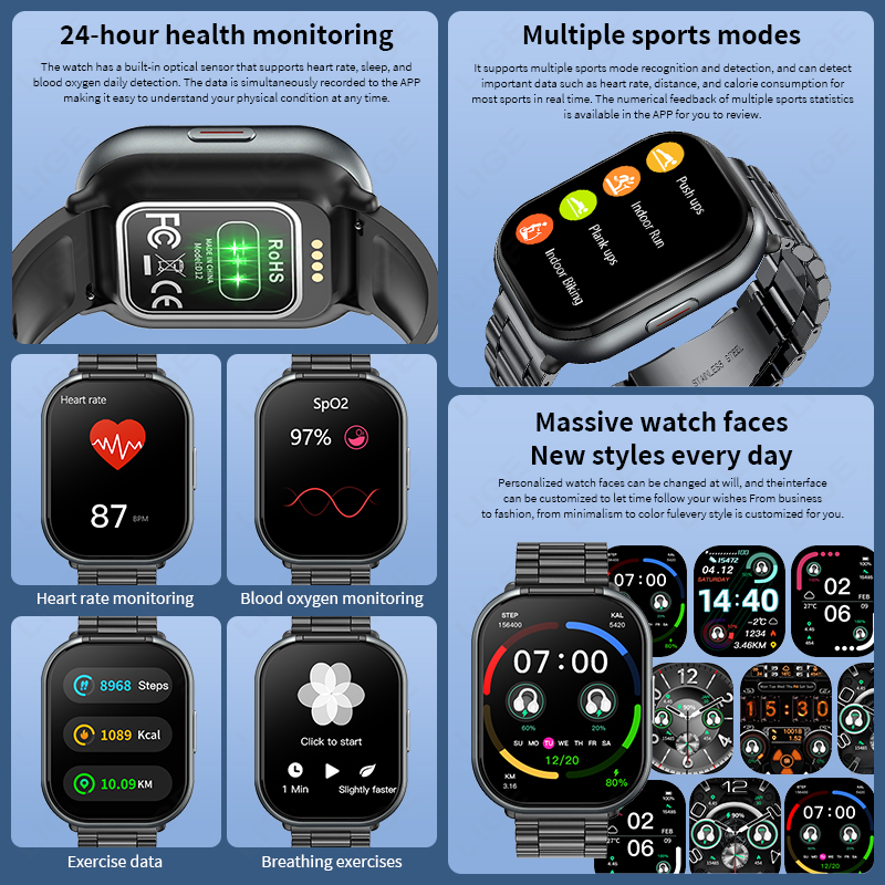LIGE New Open-back Cip-on Head - Smartwatch Face 评论和价格